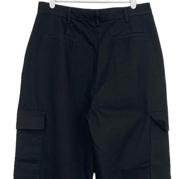 Hunter & Brown Women Relaxed Straight Leg Black Cargo Pants Large High Rise NWT - Picture 4 of 10